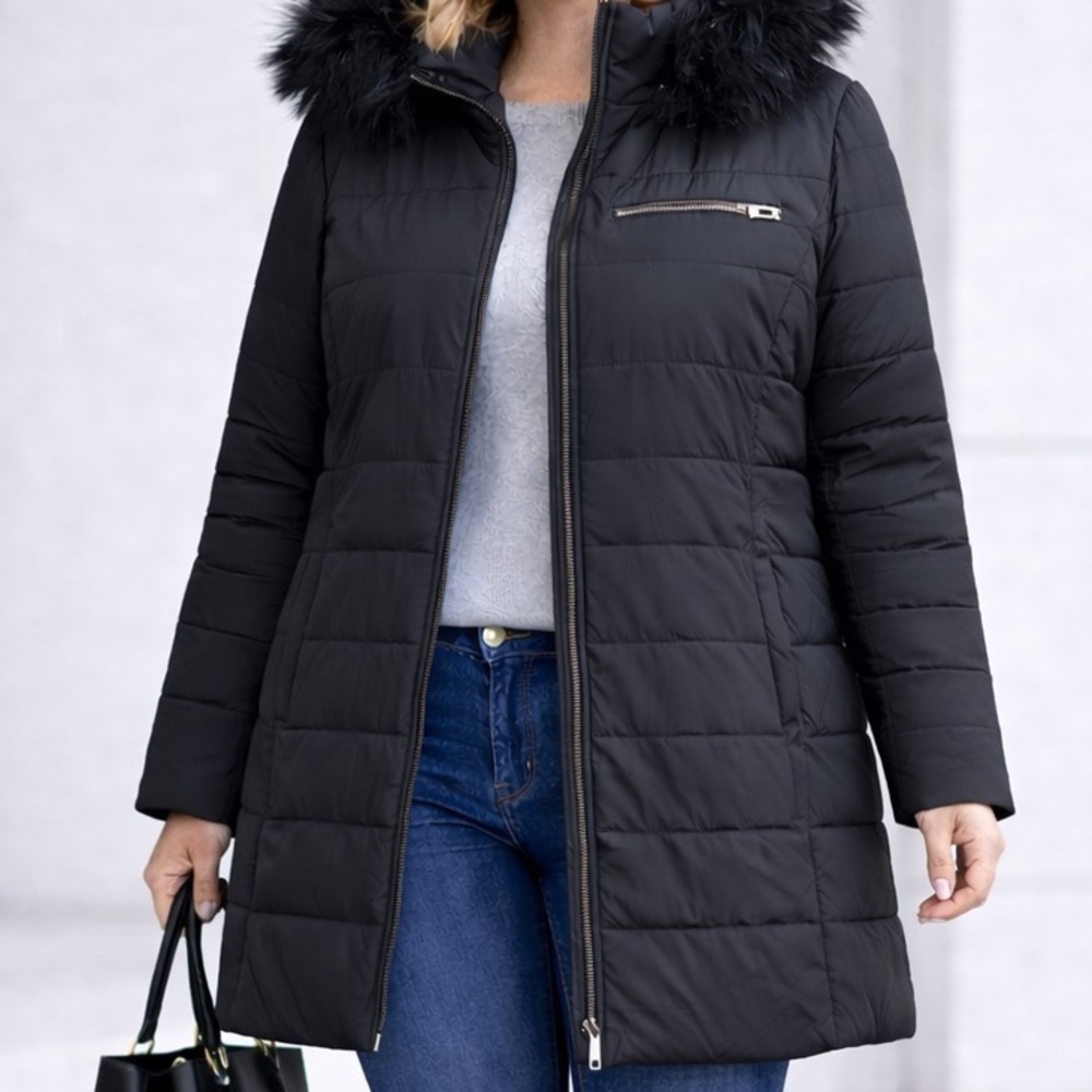 NEW Halitech puffer jacket Solid Black full zip closure With removable hood 2X